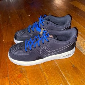 Excellent  Air Force ones black with blue laces size 5.5Y